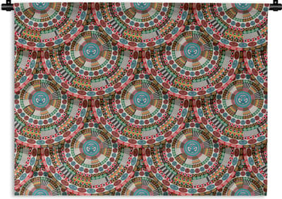 Wandkleed - Wanddoek - Tegel - Azteken - Cirkels - Patronen - 120x90 cm - Wandtapijt
