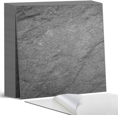 Coloray Plaktegels - Natuursteen textuur Zelfklevende Tegels - 20 cm x 20 cm - Grijs Plaktegels - 20 stuks - Vierkant PVC Tegels - Plaktegels Badkamer - Plaktegels Vloer - Vinyl Tegels Zelfklevend - Wandtegel Zelfklevend
