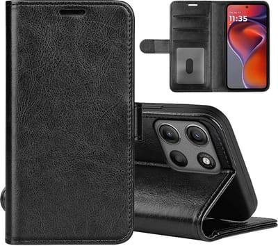 MobyDefend Hoesje - Geschikt voor Motorola Moto G15 / G15 Power / G17 / G17 Power - Wallet Book Case (Sluiting Achterkant) - Zwart