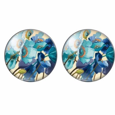 Clip Oorbellen-Lagoon -Bloem-Blauw-2 cm- geen gaatje- Charme Bijoux