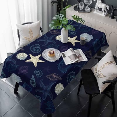 Waterverf Strand Schelp Zeester Wulk Rechthoekige Tafelkleed voor Tafeldecoratie Zomer Kust Nautisch Eettafelkleed Huisdecoratie 90x140cm gray