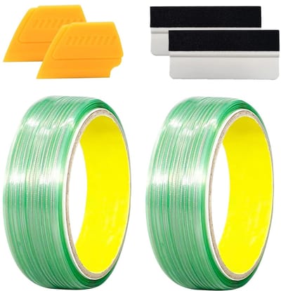 wrapping folie set – 2 rollen 5 m snijband krasvrij, incl. 2 rakels – Knifeless Tape & Gereedschap voor vinylfolie, lijn- en designsnijden op de auto