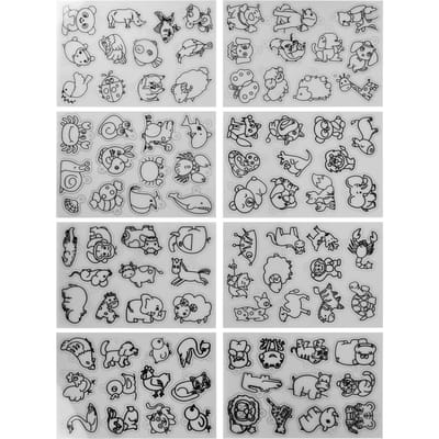 8 pièces Feuilles Thermorétractables Motif Animal Mignon Plastique Rétractable Papier d'Art pour Porte-clés DIY Pendentif Décoration Artisanale Animal gray
