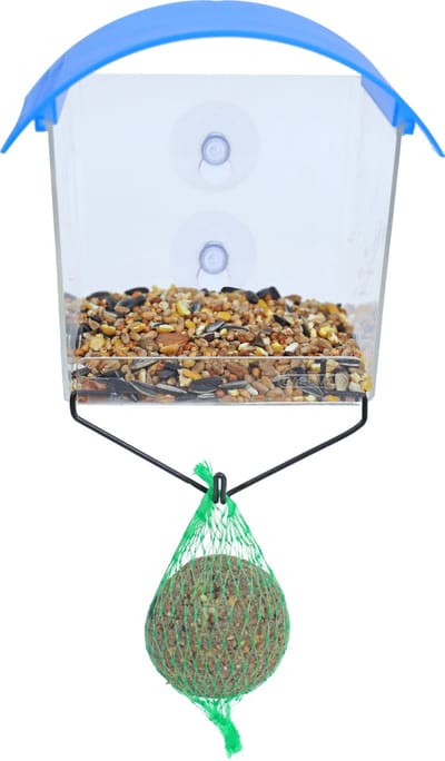 Boon window feeder plastic met 2 zuigers en mezenbolhouder. - afmeting - 17,5 x 15,5 x 10,0 cm - gewicht - 0,136 kg