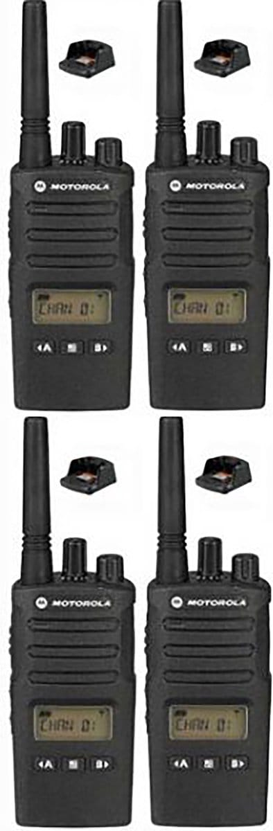 Set van 4 Motorola XT460 IP55 PMR446 Portofoon met display en tafellader