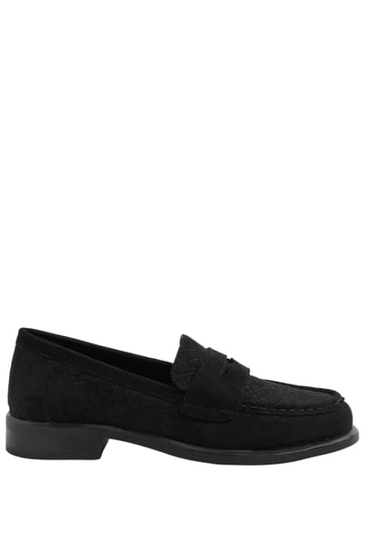 Yours Zwarte Geweven Loafers Met Reliëf In Brede Epasvormsize 39E