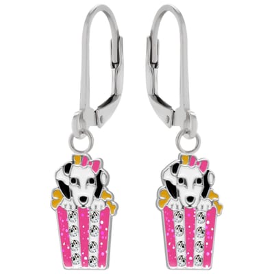 WeLoveSilver - Zilveren kinderoorbellen - dalmatiër oorhangers met strikje