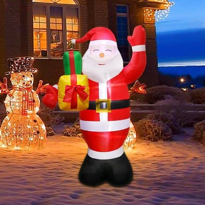 Extra Grote Opblaasbare Kerstman met LED Verlichting - Inclusief Bevestigingsmateriaal