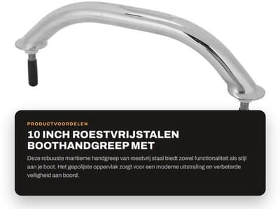 Boothandgreep 10 Inch - Roestvrij Stalen Leuning - Maritieme Kwaliteit - Gepolijst Oppervlak - Veelzijdige Montageopties - Verbeterde Stabiliteit - Bootleuning