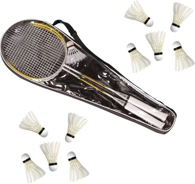 Summer Play Badminton set voor volwassenen - 2 rackets - 11x shuttles - opbergtas - 68 cm rackets