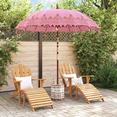 vidaXL - Balinese - parasol - met - basis - Roze - 215 - x - 215 - x - 260 - cm - Katoen