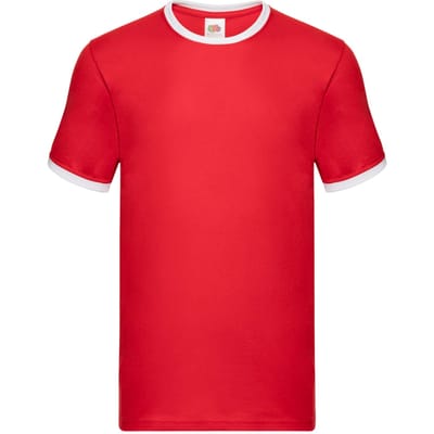 Fruit of the Loom Heren Ringer T-Shirt (Rood/Wit)