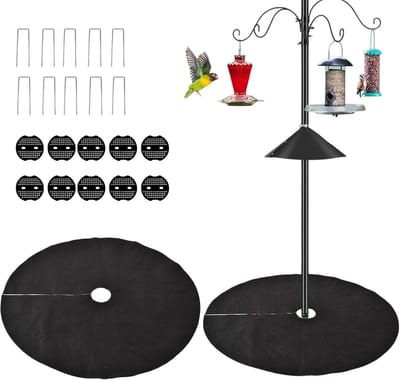 Buitenmat Vogeldoseerapparaat - Vogelvoer Opvangmat - Gazon Beschermen - Waterdoorlatend Niet-geweven Stof - 120 cm Diameter - Zwart