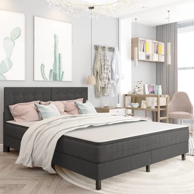 vidaXL - Hoofdbord - 180x200 - cm - getuft - stof - donkergrijs