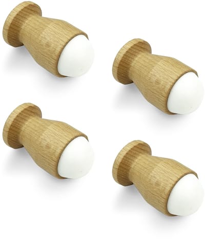 beukenhouten deurstoppers met schroeven – Set van 4, stootdempend, geluidsreducerend, meubels en muren beschermend (Cilindrisch hoog)