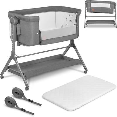 3-in-1 Co-Sleeper, Wieg en Babybed met Hoogteverstelling, Removable Cover en Opbergmand - Lichtgewicht en Verplaatsbaar