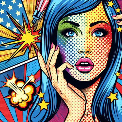 Pop art aquarel schilderij | Colorful Watercolor Creation: A Modern Spin on Pop Culture | Kunst - 100x100 centimeter op Canvas | Foto op Canvas
