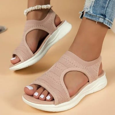 Breien Mesh Vrouwen Sandalen Platform Flats Schoenen Sneakers Strand Sport Slippers Zomer 2024 Mode Nieuwe Wandelen Vrouwelijke Slides 36 brown