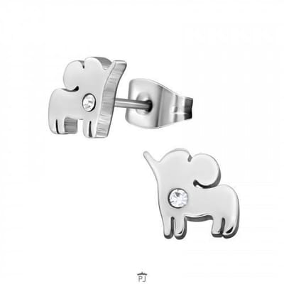 WeLoveSilver kinderoorbellen - zilver - olifantjes met kristal