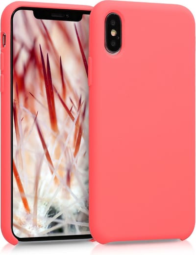 kwmobile telefoonhoesje geschikt voor Apple iPhone XS - Hoesje met siliconen coating - Smartphone case in neon koraal