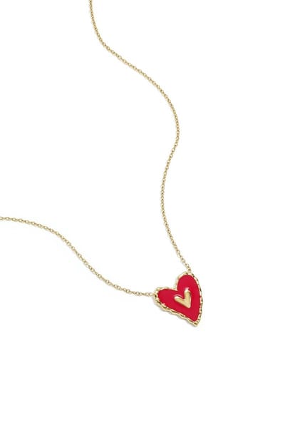 Bijoutheek Collier Rood Hart Goudkleurig