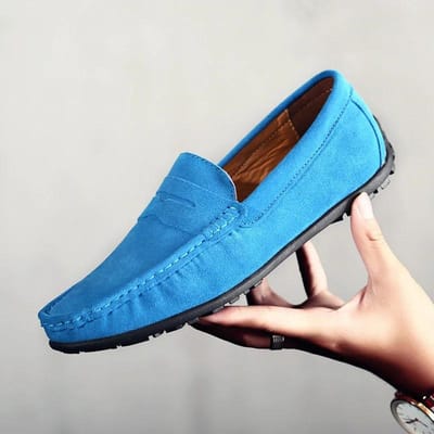 Leren Heren Loafers Instappers Heren Casual Schoenen Mode Platte Schoenen Heren Rijschoenen Moccasins Tien Kleuren Maat 38-47 42 blue