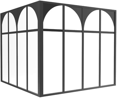 Vente-unique Hoekraam werkplaats met art-decostijl van gepoedercoat aluminium L120 x B120 x H105 cm (B x H) -Zwart - ARCADEA