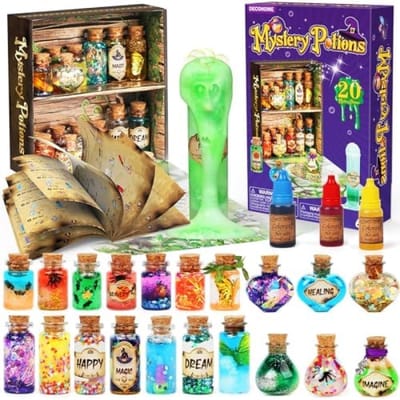 Geheimzinnige toverdrankjes voor kinderen, 20 toverdrankflesjes, knutselspeelgoed, creatief kerstcadeau voor jongens en meisjes van 6 7 8 9 10+