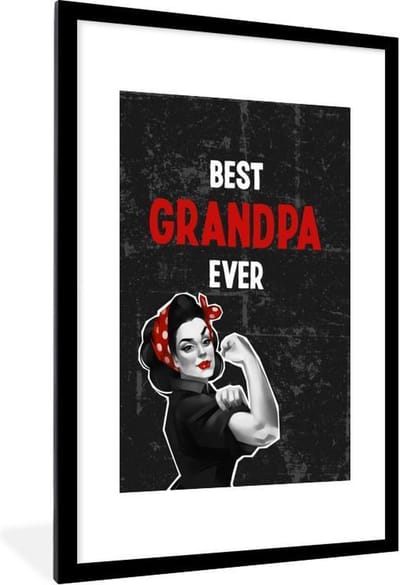 Fotolijst incl. Poster - Spreuken - Best grandpa ever - Vaderdag - Quotes - 60x90 cm - Posterlijst