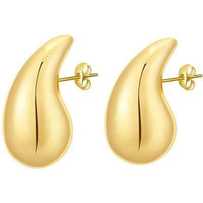 Holle waterdruppel oorbellen, gouden glanzende lichtgewicht oorbellen, hoogwaardige oorbellen