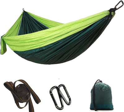 Draagbare Reishangmat - Camping Hangmat - Ontspannen Buiten - Inclusief Boomriemen - 300x200cm - Groen Vruchten