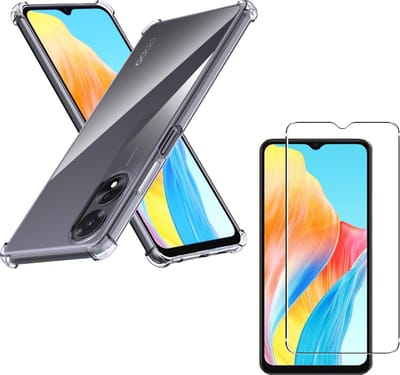 Shockproof Hoesje Geschikt voor: Oppo A38 / Oppo A18 - Anti -Shock Silicone - Transparant + 1x Screenprotector