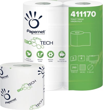 Papernet toiletpapier Bio Tech | 2-laags | 250 vellen | pak van 4 rollen