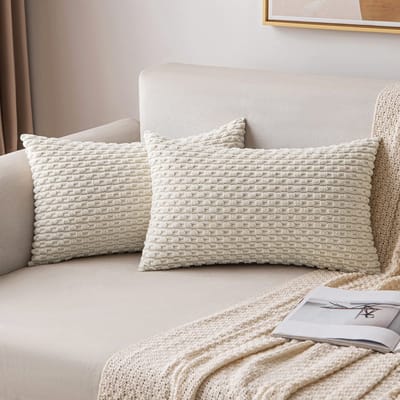 Dailygoods - Corduroy Kussenslopen - Decoratieve Kussenhoezen voor Woonkamer - 30 x 50 cm - Crèmewit