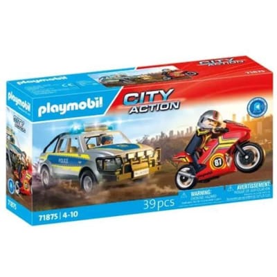 PLAYMOBIL Action Heroes - Achtervolging met politie-ophaaldienst - Politie met licht - en geluidseffecten - 71875