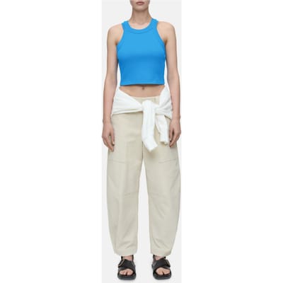 Closed Cropped Racer Top T-shirts Lake Blue Size: L | Tanks &amp; Camis Outlet | Dames | Blauw