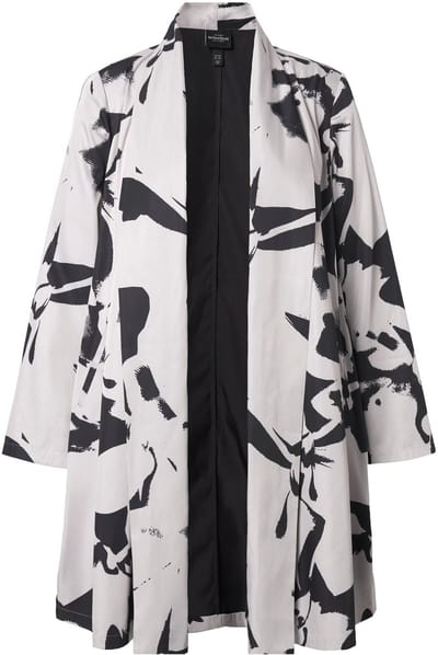 Ulla Popken - Dames - Lange jas sjaalkraag openvallend model asymmetrisch - Grijsbeige - Maat 46+