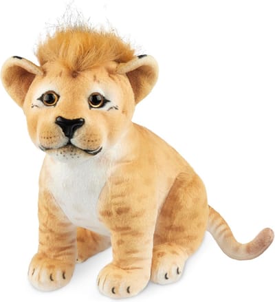 BRUBAKER Leeuw knuffeldier, 30 cm, knuffeldier, baby-knuffeldier, zittend, pluche speelgoed voor kinderen, bruin