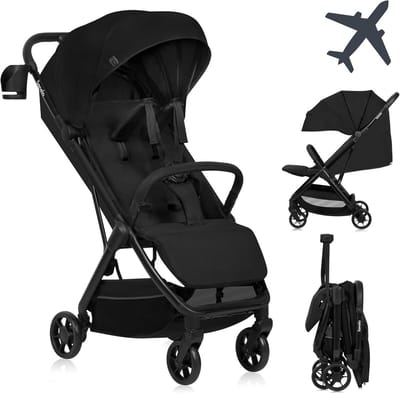 Reisbuggy - Lichtgewicht kinderwagen - Vliegen en reizen - Automatisch opvouwbaar - 75 kg - Zwart