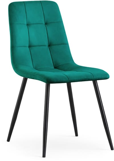 Eetkamerstoel NERO / Gestoffeerde Stoelen / Fluwelen Stoelen en Metalen Poten / Flesgroen met zwarte benen