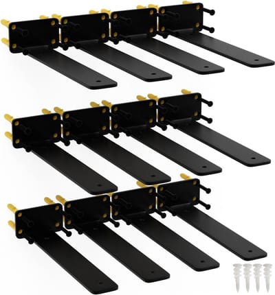 12x Verborgen Planksteunen 10 Inch - Zwarte Zwevende Beugels Zwaar voor Wandplank