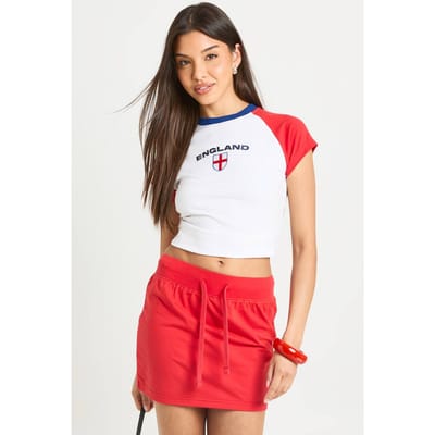 boohoo Dames Voetbal Mini Rok Met Trekkoord | Rood | Maat: 34