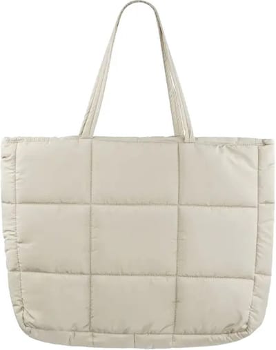 Beige Gewatteerde Shopper All Day - Trendy Ruime Shoppers - Grote Modieuze Tassen - Beige