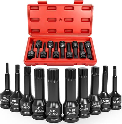 10-delige XZN Veeltand Dopsleutel Set 1/2 inch Aandrijving Slagmoersleutel Geschikt
