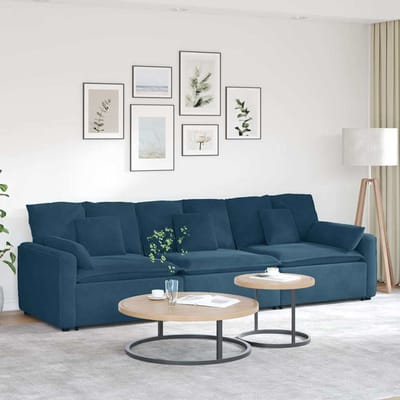 vidaXL - Modulaire - bank - met - kussens - blauw