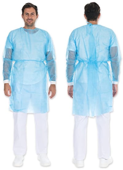 Wegwerpschort - 100 Stuks isolatieschort - Blauw - Wegwerp Lange Mouwen met Elastiek | Waterafstotend | Non Woven - Medisch Schort