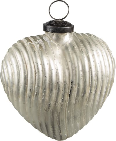 Clayre & Eef Kerstbal Overig 11x5x12 cm Zilverkleurig Glas Kerstballen