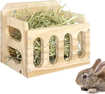 Hooivoederbak Cavia - Houten Hooirek - Voedsel Opslag - Afval Verminderend - 23.5 cm - Natuurlijk Hout
