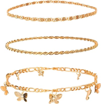 Elegante 3-delige Enkelbandjes Set voor Dames met Vlinder en Parel - Waterdichte en Lichtgewicht Voetjuwelen voor Zomer en Feestjes
