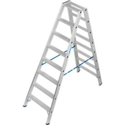KRAUSE STABILO dubbele ladder R13 2x8 treden, gatenpatroon 80 mm zelfreinigend, aluminium verbindingsstukken met hoge sterkte, SafetyCap
